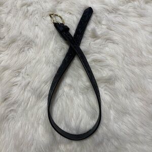 Boston Leather Black Embossed Leather Belt with Solid Brass Buckle size 34